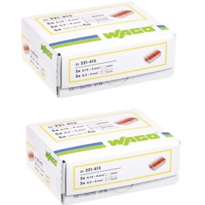 Set 50 bucati (2 cutii) cleme cu maneta 4mm2 5 pini max.32A Wago 221-415