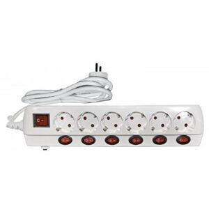 Prelungitor 6 prize, 1.5 m, 3500W, 3 x 1.5 mmp, 6 intrerupatoare Adeleq 31-126 / 15-3151566