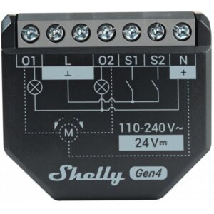 Releu inteligent Shelly 2PM GEN4, 2 canale, 2x10A, monitorizare consum, multiprotocol (WiFi, bluetooth, matter, zigbee) , integrare Home 3800238070748