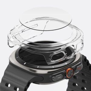 Set Carcasa si Folie Sticla Slim compatibil cu Samsung Galaxy Watch Ultra 47mm Clear
