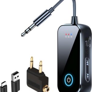 Adaptor Audio Bluetooth 6.0 Techstar T80 TX/RX 2in1, Jack 3.5mm, Dual Connection, Microfon, USB-C, pentru TV/PC/Auto/Avion