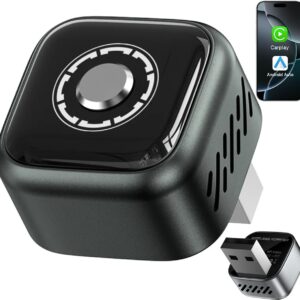 Adaptor Wireless CarPlay & Android Auto 2-in-1 Techstar® B12, USB Compact, Bluetooth 5.3 + Wi-Fi 5.8GHz (5G), Plug & Play, Buton Control/Reset + LED, Conectare Automata