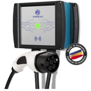 Statie incarcare masini electrice, 7.4 kW, monofazata, cablu Type 2, curent setabil 8-32 A, aplicatie mobila Ampevo AMP107T2GC-CP