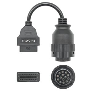 Cablu adaptor Catterpillar CAT-14 pin Deutsch femela → OBD-II 16 pin femela pentru utilaje grele, excavatoare, generatoare si incarcatoare