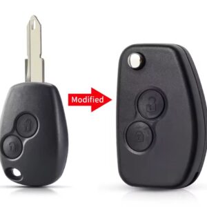 Carcasa cheie auto Techstar transformatoare tip briceag (flip) NE72, 2 butoane, compatibila Dacia Logan/Sandero/Duster si Renault Clio/Megane