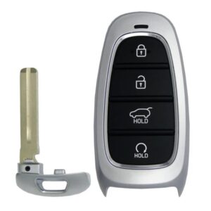 Carcasa cheie auto Techstar® pentru telecomanda inteligenta, compatibila cu Hyundai Tucson si Santa Fe, 4 butone, Gri/Negru
