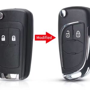 Carcasa Cheie Auto Transformare tip Briceag Techstar compatibila Opel Astra, Insignia, Meriva, Zafira, Vauxhall, Chevrolet Cruze – 2 Butoane, Elemente Cromate