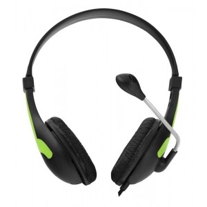 Casti Rooster EH158G, stereo, cu microfon, negru/ verde