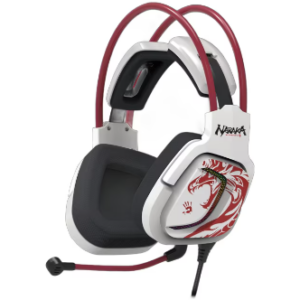 Casti Gaming Bloody Co-Branded Naraka Cu Fir USB Tip Standard Iluminare 7.1 Virtual Sound Alb