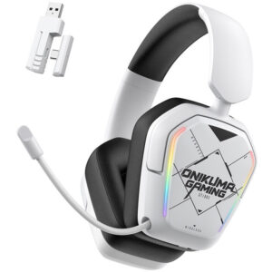 Casti Gaming BGT883 Bluetooth 5.4 Autonomie 20 Ore Microfon Iluminare RGB Incarcare USB-C Alb