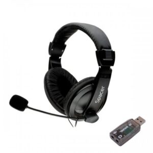 Casti cu Microfon cu fir Standard Multimedia Microfon pe Brat USB 2.0 sau Jack 3.5mm x 2 Negru