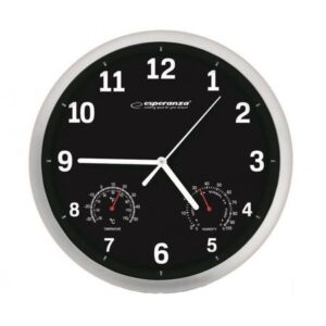 Ceas de perete EHC016K Lyon cu termometru si higrometru Diametru 25 cm