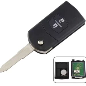 Cheie auto completa cu telecomanda Techstar compatibila cu Mazda 2, 3, 6, CX-7, CX-9, RX-8, 2 butoane, 433MHz, SKE126-01, Cip ID63 80bit Baterie inclusa