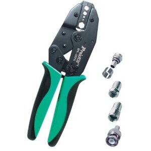 Cleste pentru Presat Cabluri Coaxiale Transmisie cu Clichet Blocare Automata Negru/Verde