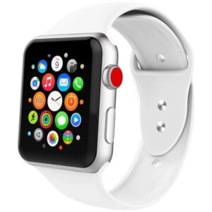 Curea Silicon IUcon V2 Compatibila cu Apple Watch 4/5/6/7/8/SE/ULTRA 42/44/45/49MM Alb