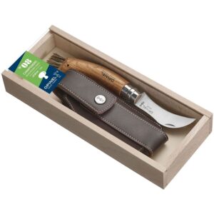 Cutit pentru Ciuperci N°08 Lama Inox 8CM Teaca Inclusa Argintiu/Maro