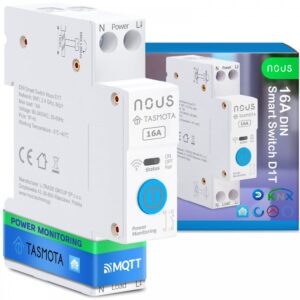 Siguranta inteligenta Nous D1T, 16A, Tasmota, 1 canal, Monitorizare energie, montare pe sina DIN, ESP32 / 5905072800587