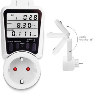 Priza inteligenta cu contor energie LCD reglabil 135 , 230V, 16A, 3680W, monitorizare consum si cost in timp real, memorie SINOTIMER DDS107L-EU