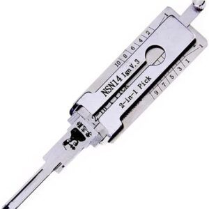 Decodor auto Lishi NSN14 pentru contact si unealta de deschidere 2 in 1, compatibil cu chei Nissan, Infiniti, Subaru si Renault, lama NSN14 #22