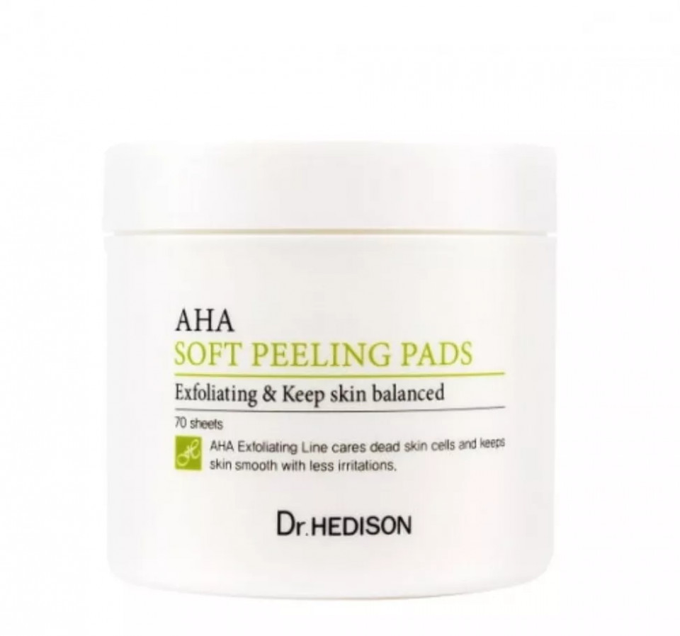 Dischete exfoliante pe baza de Alfa Hidroxi Acizi AHA Soft Dr Hedison, 70 bucati