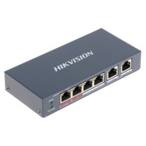 Switch 4 porturi PoE+ 2 porturi uplink Hikvision DS-3E0106HP-E