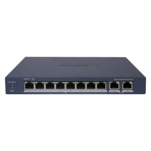 Switch 8 porturi PoE Gigabit Hikvision DS-3E1510P-EI, 2 porturi uplink Gigabit, Smart Management