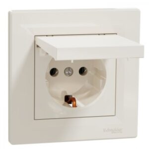 Priza simpla cu capac, 2P+E, 16A Schneider Asfora EPH3100123, crem