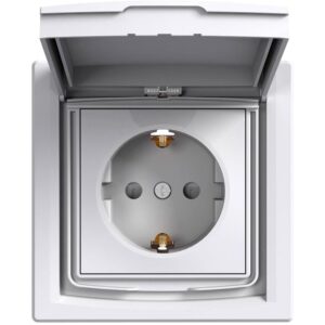 Priza simpla cu obturatoare si capac IP44 incastrata Schneider Asfora EPH3100321