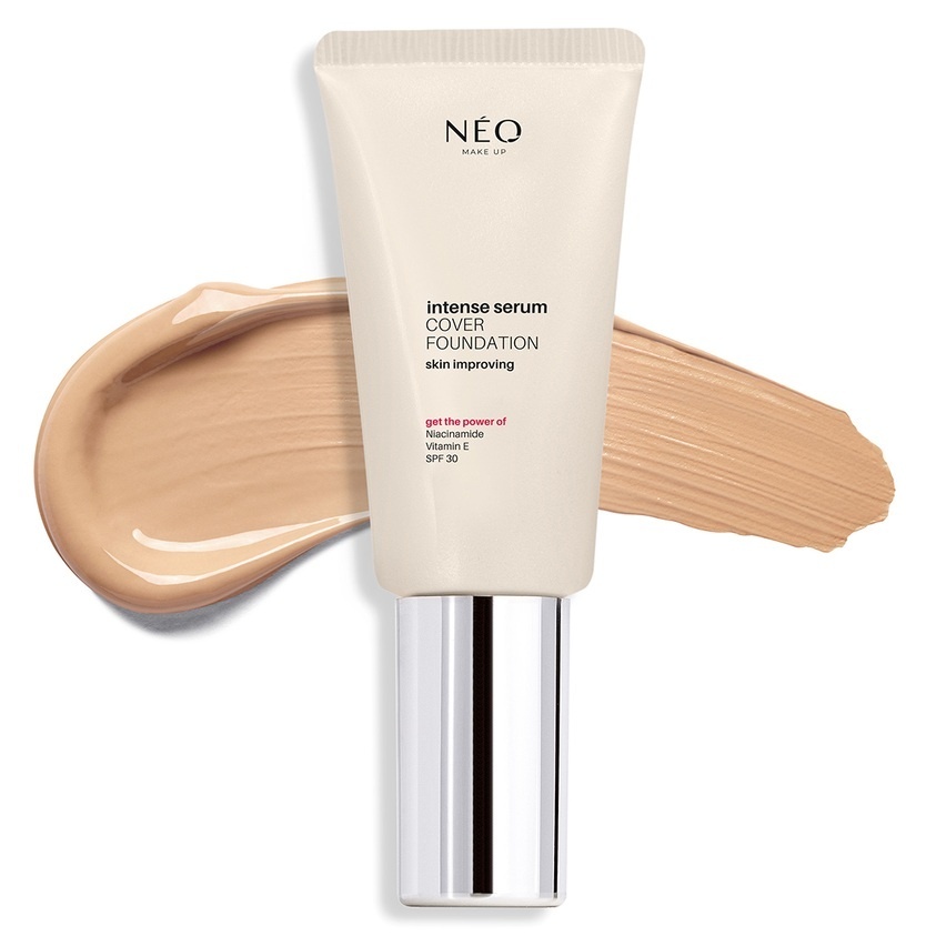 Fond de ten cu SPF 30 Intense Serum Cover Foundation Neo Make Up, 30 ml (Culoare produse: 02 Ivory)