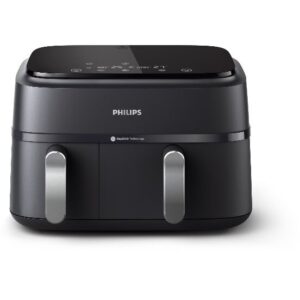 Friteuza Dubla Fara Ulei Airfryer Seria 3000 NA351/00 Tehnologia Rapid Air 2 Recipiente De 2 Dimensiuni Afisaj Digital 8 Presetari Capacitate 9L Negru