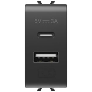 Sursa de alimentare usb tip A+C 3A 1 modul Gewiss Chorus GW12449, negru satin
