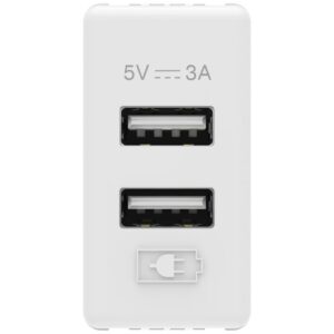 Incarcator USB tip A+A 3A 1 modul Gewiss System GW20362, alb