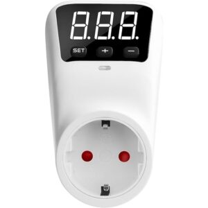 Priza inteligenta, protectie supratensiune si subtensiune, SINOTIMER, afisaj LED, 230V, 16A, 3680W, reglaj voltaj HLP02-EU