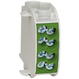 Clema derivatie izolata, 25mmp, 1P, 4 puncte de conectare, PE Schrack IK026130 / 080110-X-4 verde