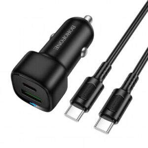 Incarcator Auto Cu Cablu USB-C BZ34B Cloud 20W 3A 1 x USB-A - 1 x USB-C Negru