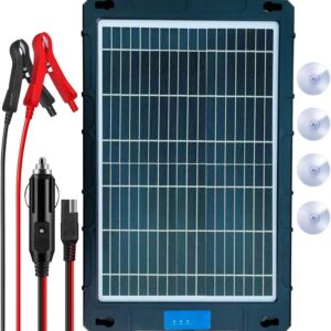 Incarcator solar auto Techstar 12W Waterproof, pentru baterii 12V, panou portabil cu cleme crocodil, mufa bricheta si protectii inteligente supraincarcare