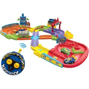 Pista de Masinute RC Tut Tut Baby Flitzer cu Telecomanda Sunete si Cantece in Limba Germana Varsta 1 - 5 Ani Multicolor