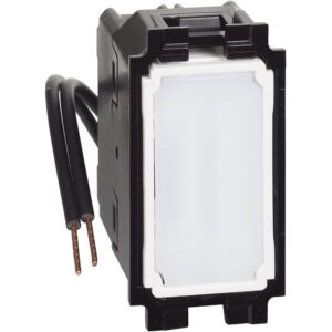 Intrerupator cap cruce, borne cu surub, cu LED albastru Bticino Living Now K4004LB, alb, negru