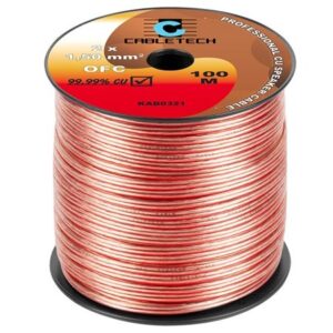 Cablu pentru difuzor 2 x 1.5 mm2, material OFC (99,99 Cupru), transparent, rola 100m KAB0321