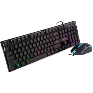 Kit tastatura si mouse USB RGB Rainbow Mouse Optic 7 Culori Negru