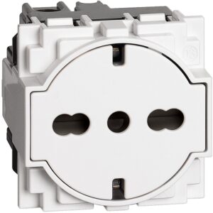 Priza schuko 2 module standard german-italian Bticino Living Now KW4140A16F, alb