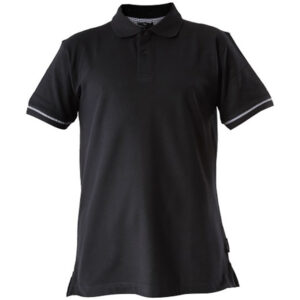Tricou bumbac cu guler si nasturi / negru - 2xl