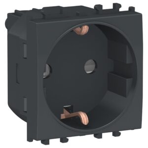 Priza 2P+E 2 module cu obturatoare Schneider Easy Styl LMR5210003, negru