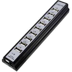 HUB USB LogiLink UA0096, 10 porturi USB 2.0, negru
