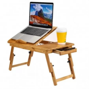 Masuta Laptop 14inch Pliabila Suport Pahar Sertar Lemn De Bambus 50x30 Cm