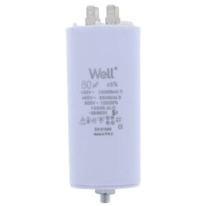 Condensator pornire motor 400V 60uF cu pin, Well MOTCAP-60UF-PN-WL
