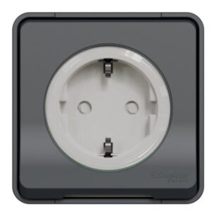 Priza 2P+E Schneider Mureva MUR36034, obturatoare, fara surub, 16A, 250V, IP55, PT gri