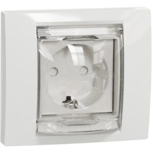 Priza 2P+E IP44 obturatoare+capac incastrata Schneider Noua Unica NU003718, alb