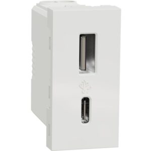 Priza USB 1 modul tip A + C (12W) Schneider Noua Unica NU301618, alb