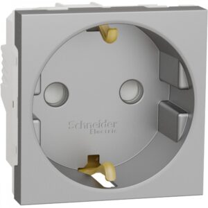 Priza 2P+E 16A cu obturatoare Schneider Noua Unica NU303730, aluminiu